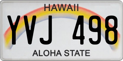 HI license plate YVJ498