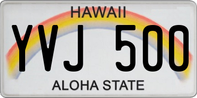 HI license plate YVJ500
