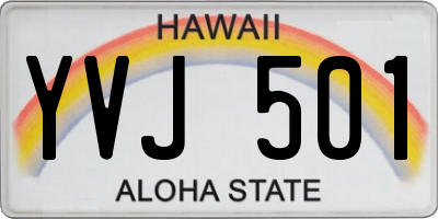 HI license plate YVJ501