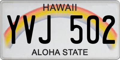 HI license plate YVJ502