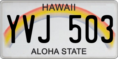 HI license plate YVJ503