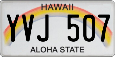 HI license plate YVJ507