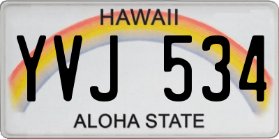 HI license plate YVJ534
