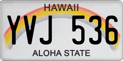 HI license plate YVJ536