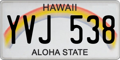 HI license plate YVJ538