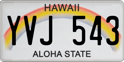 HI license plate YVJ543