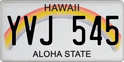 HI license plate YVJ545