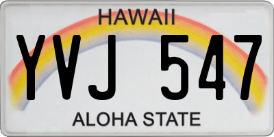 HI license plate YVJ547