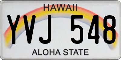 HI license plate YVJ548