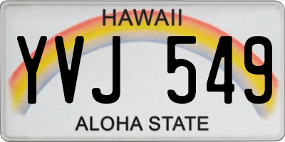 HI license plate YVJ549
