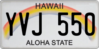 HI license plate YVJ550