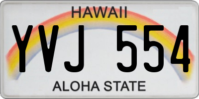 HI license plate YVJ554