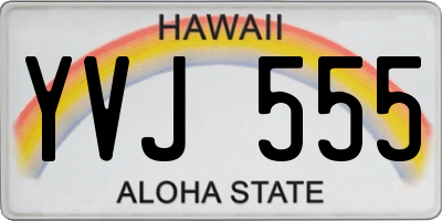 HI license plate YVJ555