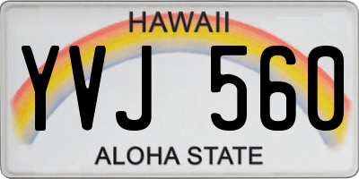HI license plate YVJ560