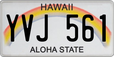 HI license plate YVJ561