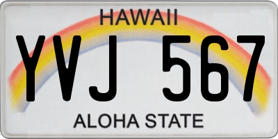 HI license plate YVJ567