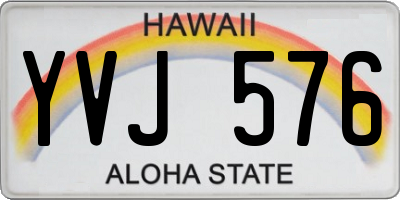 HI license plate YVJ576