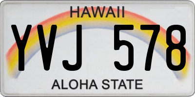 HI license plate YVJ578