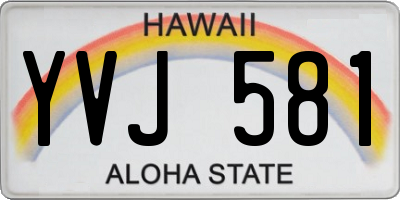 HI license plate YVJ581