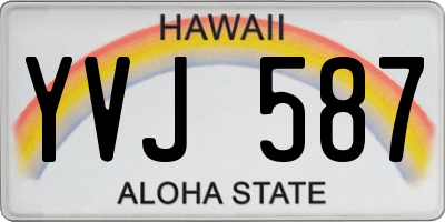 HI license plate YVJ587