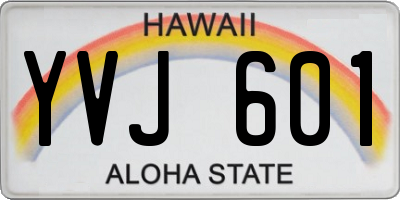 HI license plate YVJ601