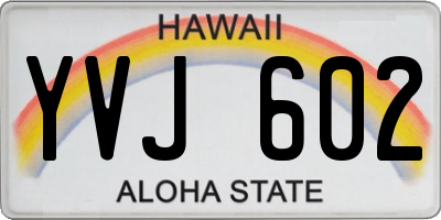 HI license plate YVJ602