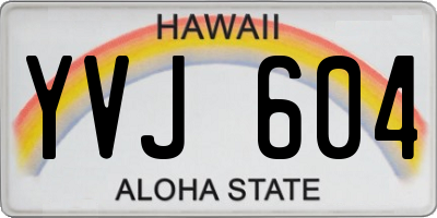 HI license plate YVJ604
