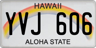 HI license plate YVJ606