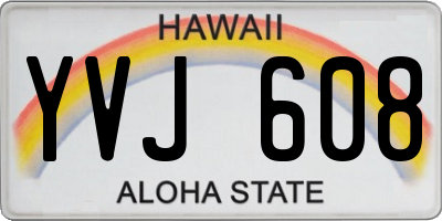 HI license plate YVJ608