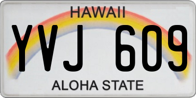 HI license plate YVJ609