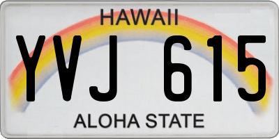 HI license plate YVJ615