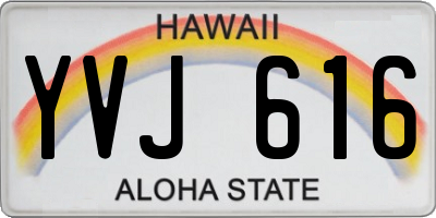 HI license plate YVJ616