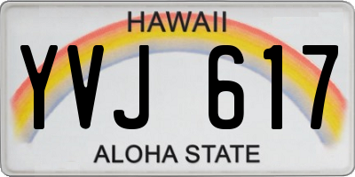 HI license plate YVJ617