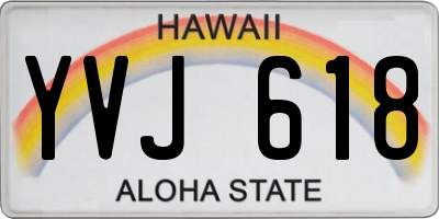 HI license plate YVJ618