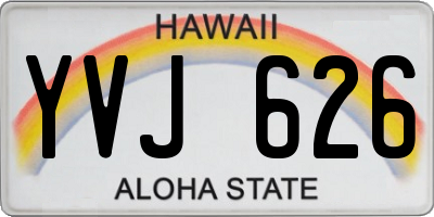 HI license plate YVJ626
