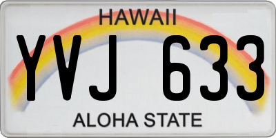HI license plate YVJ633