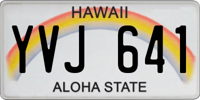 HI license plate YVJ641