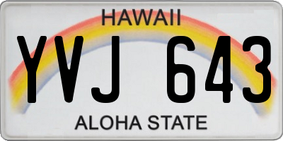HI license plate YVJ643