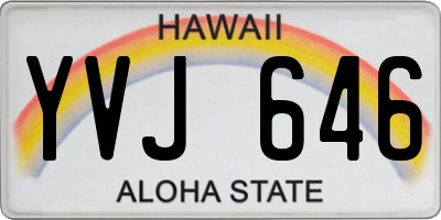 HI license plate YVJ646