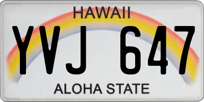 HI license plate YVJ647