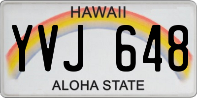 HI license plate YVJ648