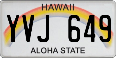 HI license plate YVJ649