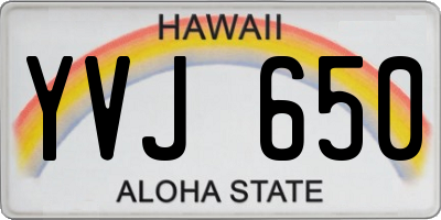 HI license plate YVJ650