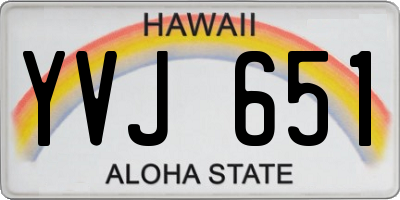 HI license plate YVJ651