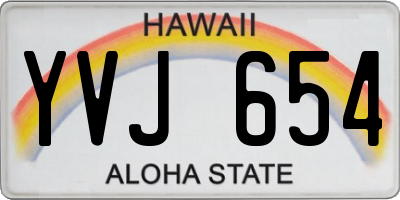 HI license plate YVJ654