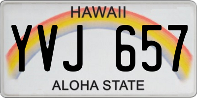 HI license plate YVJ657