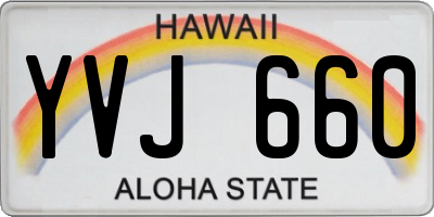 HI license plate YVJ660
