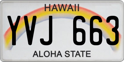 HI license plate YVJ663