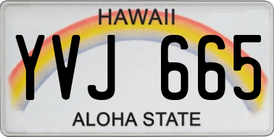 HI license plate YVJ665