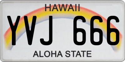 HI license plate YVJ666